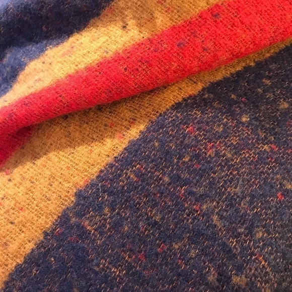 Collection Eighteen Color Blocked Wrap, Unique Shape & Colors, Fringed - Picture 11 of 14